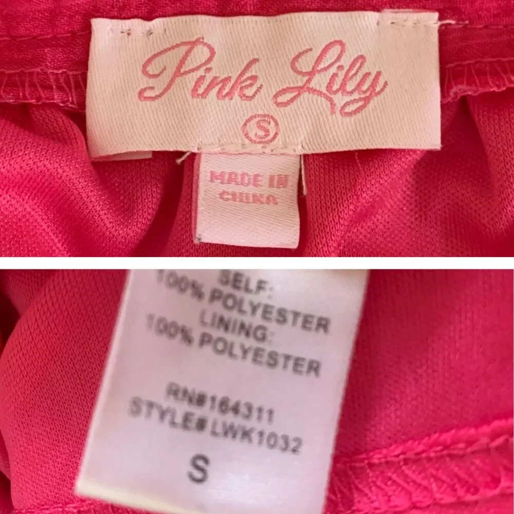 Pink Lily Hot Pink Maxi Tiered Skirt Side Slit Zip Waist Size S - Picture 9 of 9